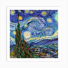 Imbed The Mona Lisa Painting With Stary Nigh (1) Art Print