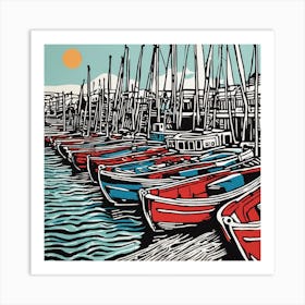 Boats In Harbour 1 Art Print