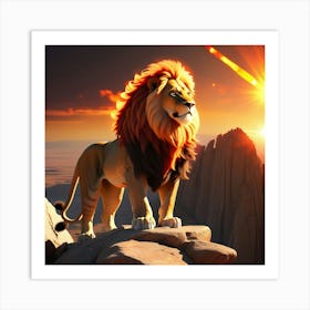 Lion On The Rock Art Print