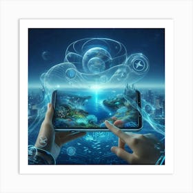 Futuristic Hand Holding Smartphone Art Print