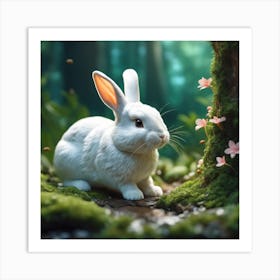 White Rabbit In The Forest 8 Art Print