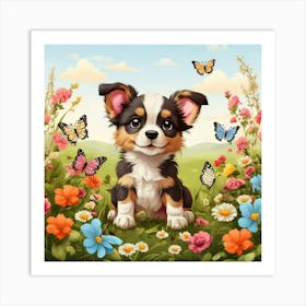 Puppy In The Meadow Art Print