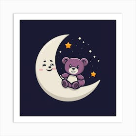 Cute Teddy Bear On The Moon Art Print