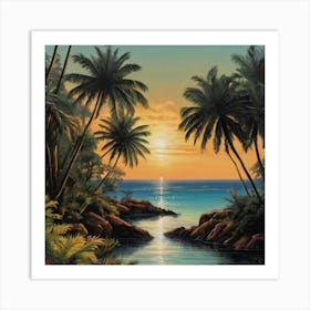 Sunset At The Beach 1 Art Print