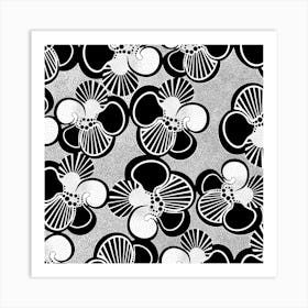Kaleidoscopic Flowers Black Art Print