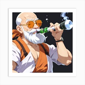 Old Man Smoking A Pipe Art Print