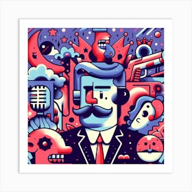 Man With Mustache Art Print