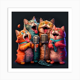 Cats Singing Art Print