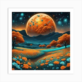 Moon And Poppies Art Print