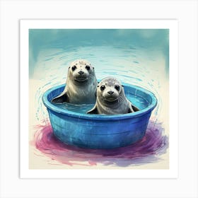 Two Seals In A Pool 1 Art Print