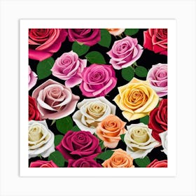 Roses Seamless Pattern 4 Art Print