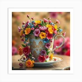 Teacup With Flower Art Print