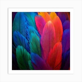 Firefly Multicolored, Feather, Bird, Blue, Yellow, Red, Purple, Pink, Green, Vibrant, Colorful, Intr (2) Art Print