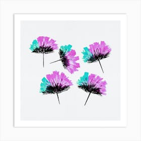 Feathery Flower Mint Lavender Art Print