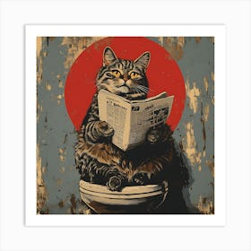 Cat Reading Newspaper 10 Art Print