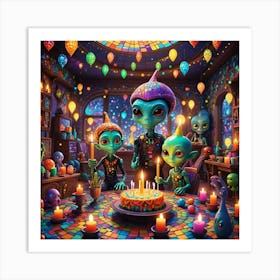 Aliens Birthday Party II Art Print