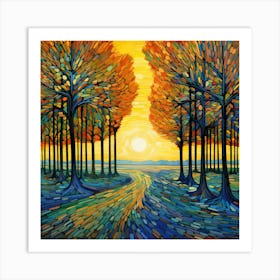 Sunset In The Forest 2 Art Print