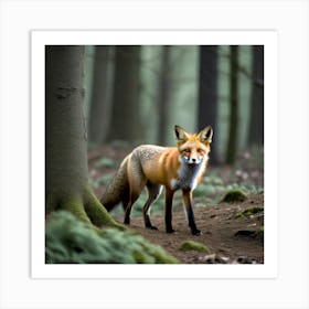 Red Fox In The Forest 12 Art Print