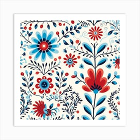 Floral Seamless Folk Art Art Print