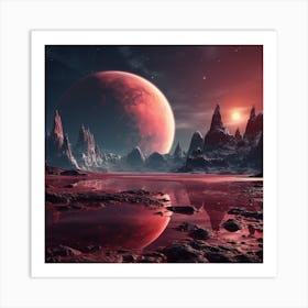 An Alien Planet With Red Sky 5:7 Art Print