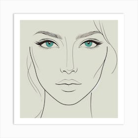 Drawing Of A Woman'S Face Art Print