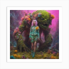 Botanical Beauty and the Monster Beast 1 Art Print