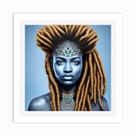 Blue Woman With Dreadlocks 1 Art Print