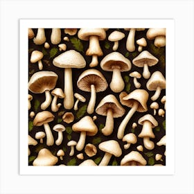 Seamless Pattern Of Mushrooms 4 Art Print