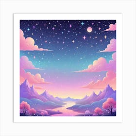 Sky With Twinkling Stars In Pastel Colors Square Composition 317 Art Print