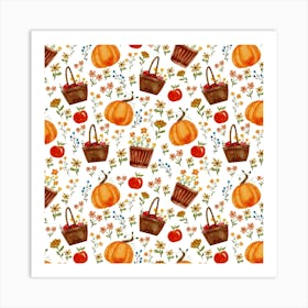 Autumn pumpkin harvest watercolor illustration Art Print