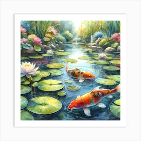 Koi Fish In The Pond 1 Art Print