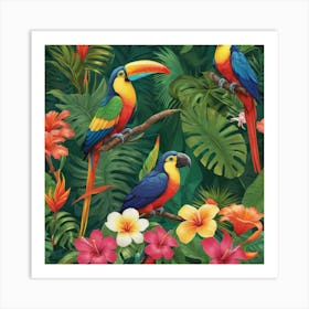 Tropical Toucans paintings art print 1 Art Print