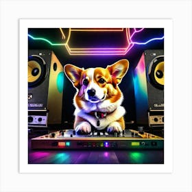 Corgi Dj 2 Art Print