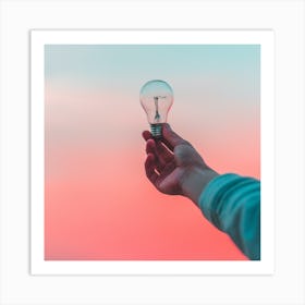 Light Bulb In Hand Art Print