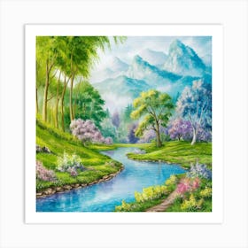 River In The Forest Art Print