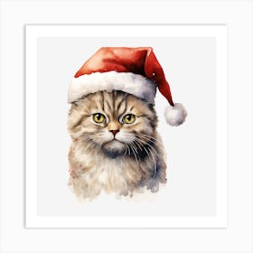Cat In Santa Hat 1 Art Print