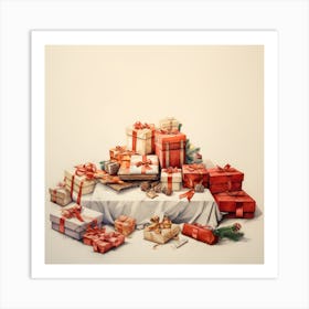 Elegant Christmas Giftbox Ilustration Series011 Art Print