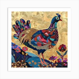 Patchwork Quilted Partridge 1 Art Print