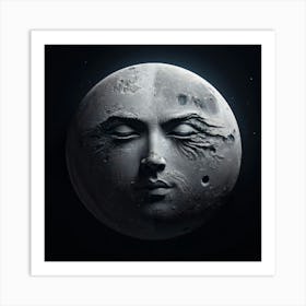 Moon With Face Art Print