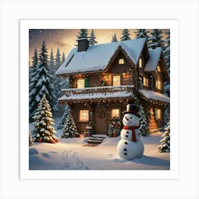 Snowman House Art Print