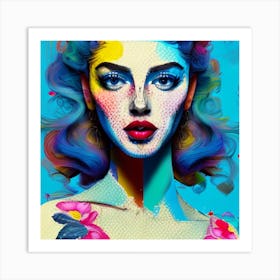 Woman With Colorful Hair 1 Art Print