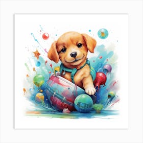 Puppy In A Bucket 1 Art Print