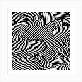 Doodles In Black And White Line Art 1 Art Print