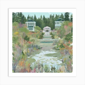 Coastal Maine Botanical Gardens USA Illustration Art Print Garden In Bloom 1 Art Print