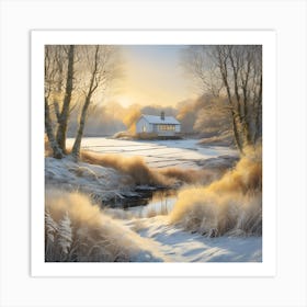 Low Sun across a Frosty Winter Landscape 4 Art Print