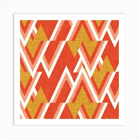 New Mid Mod Woods Red Square Art Print