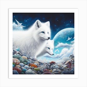 Arctic Foxes Art Print