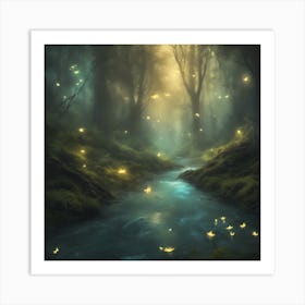 Fireflies In The Forest 1 Art Print