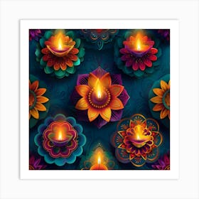 Diwali Themed Banner Texture Featuring Rangoli P 171 Art Print