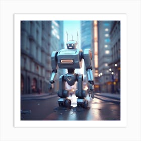 Robot In The City 64 Art Print